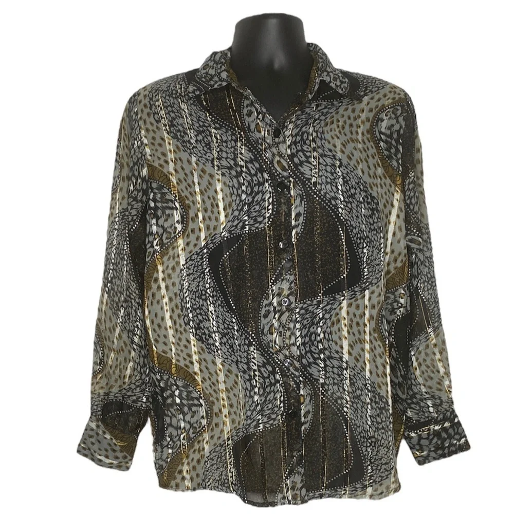 VINTAGE Maria Gabrielle 3pc Animal Print Set (Color: Brown/Black/Gold/White) - Picture 2 of 10